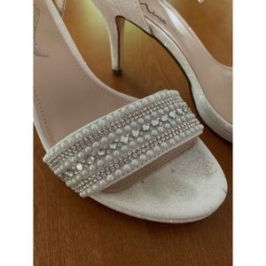 White Beaded Heels